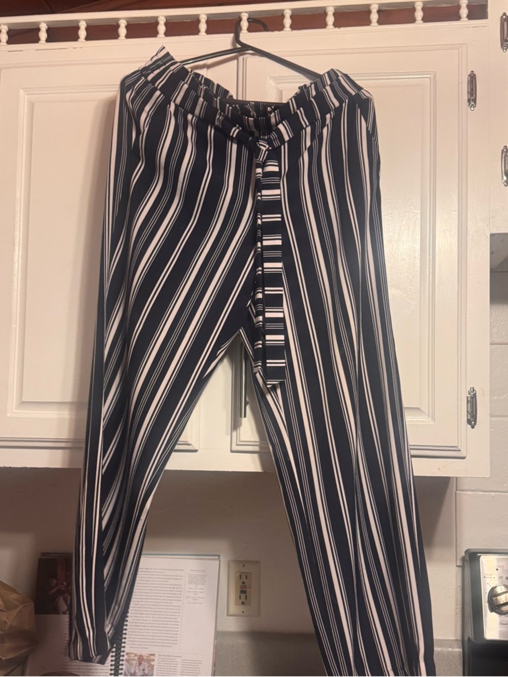 Soho Apparel boho Striped Paperbag Waist Pants vacation size m